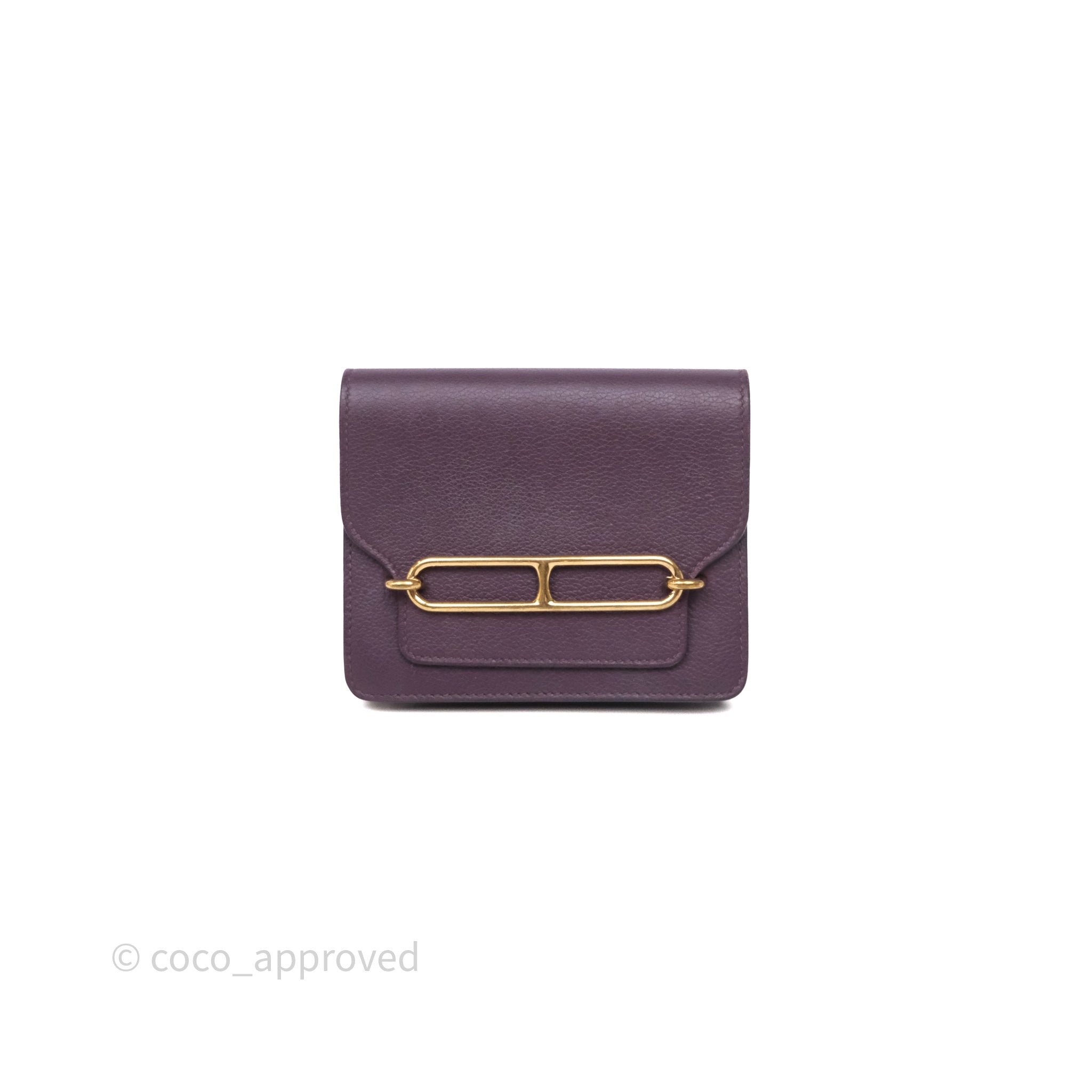 Hermes Hermès Roulis Slim Wallet Cassis N5 Evercolor Gold Hardware