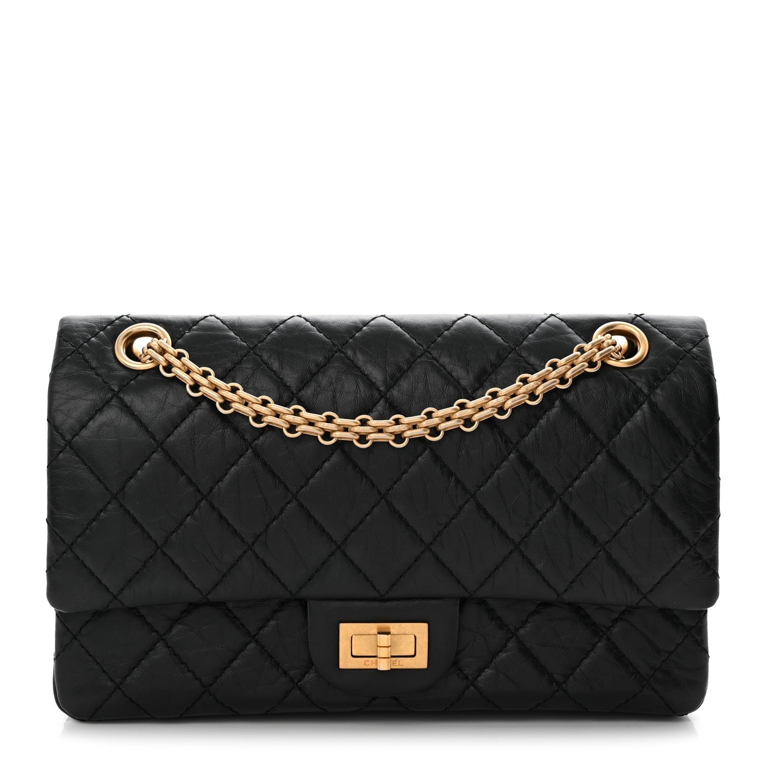 Chanel Aged Calfskin Quilted 2.55 Reissue 225 Flap Black
