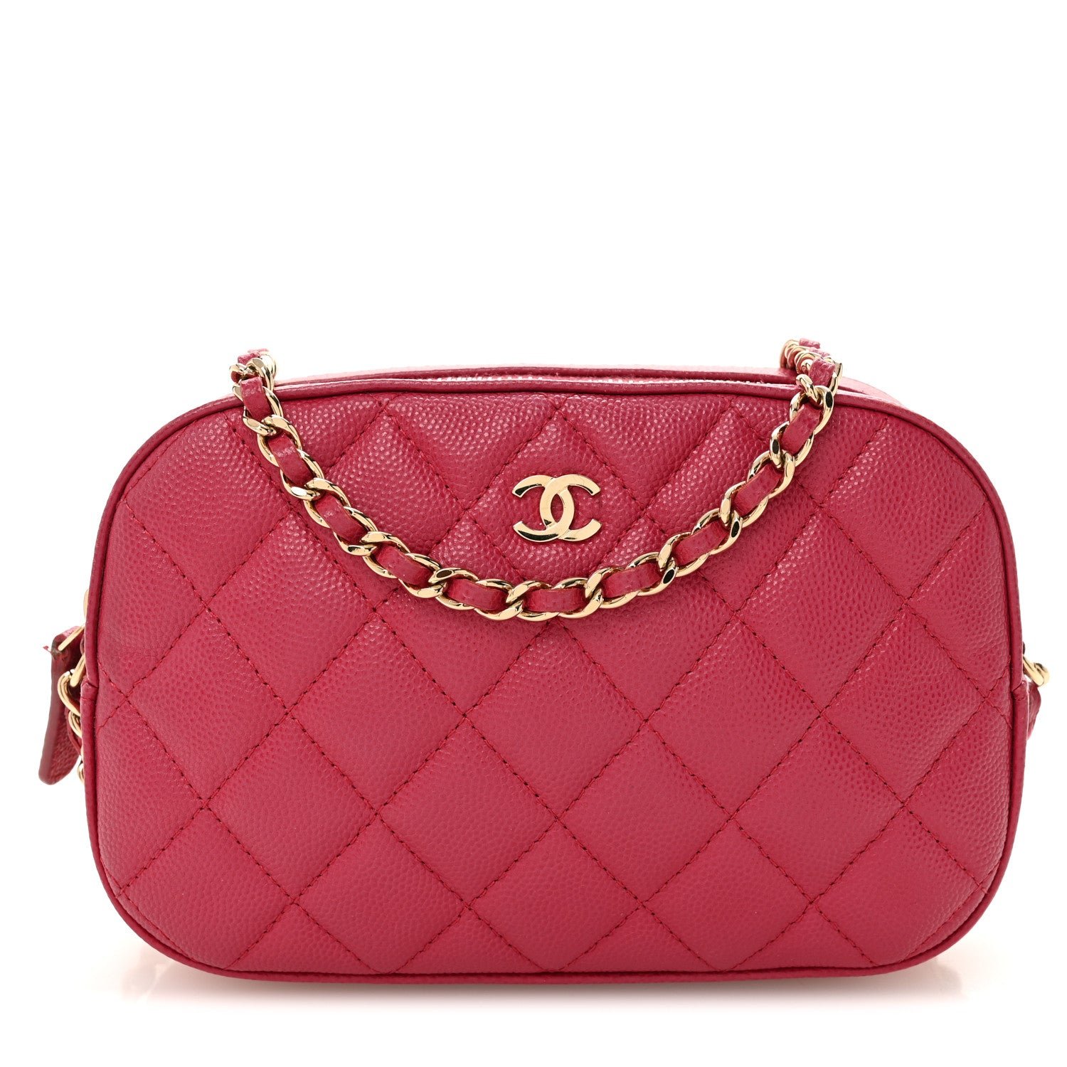 Chanel Caviar Quilted Camera Case Dark Pink