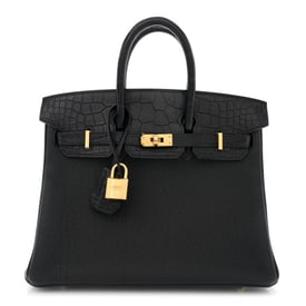 Hermes Togo Matte Alligator Birkin Touch 25 Black