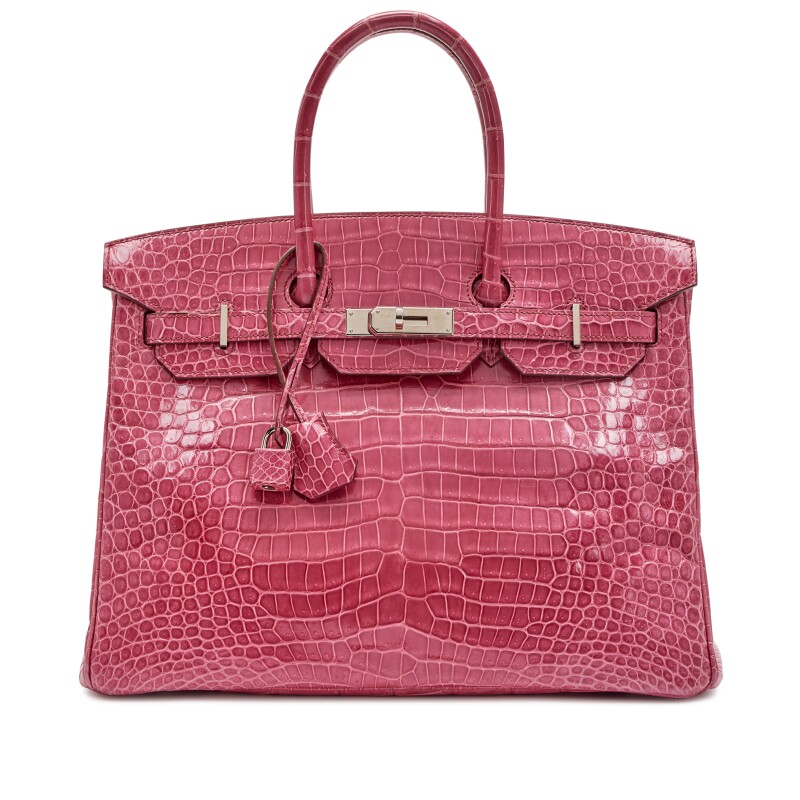 Hermes Fuschia Shiny Porosus Crocodile Birkin 35 Palladium Harware, 2014