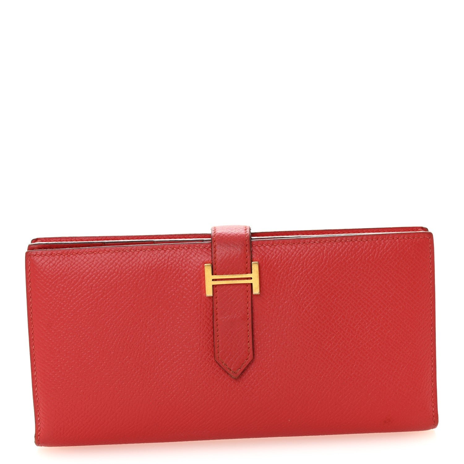 Hermes Hermes Epsom Bearn Gusset Wallet Rouge Tomate