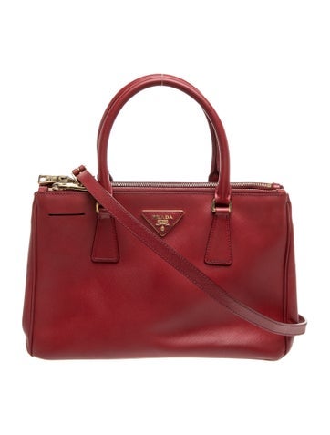 Prada Enameled Metal Triangle Galleria Double Zip Small