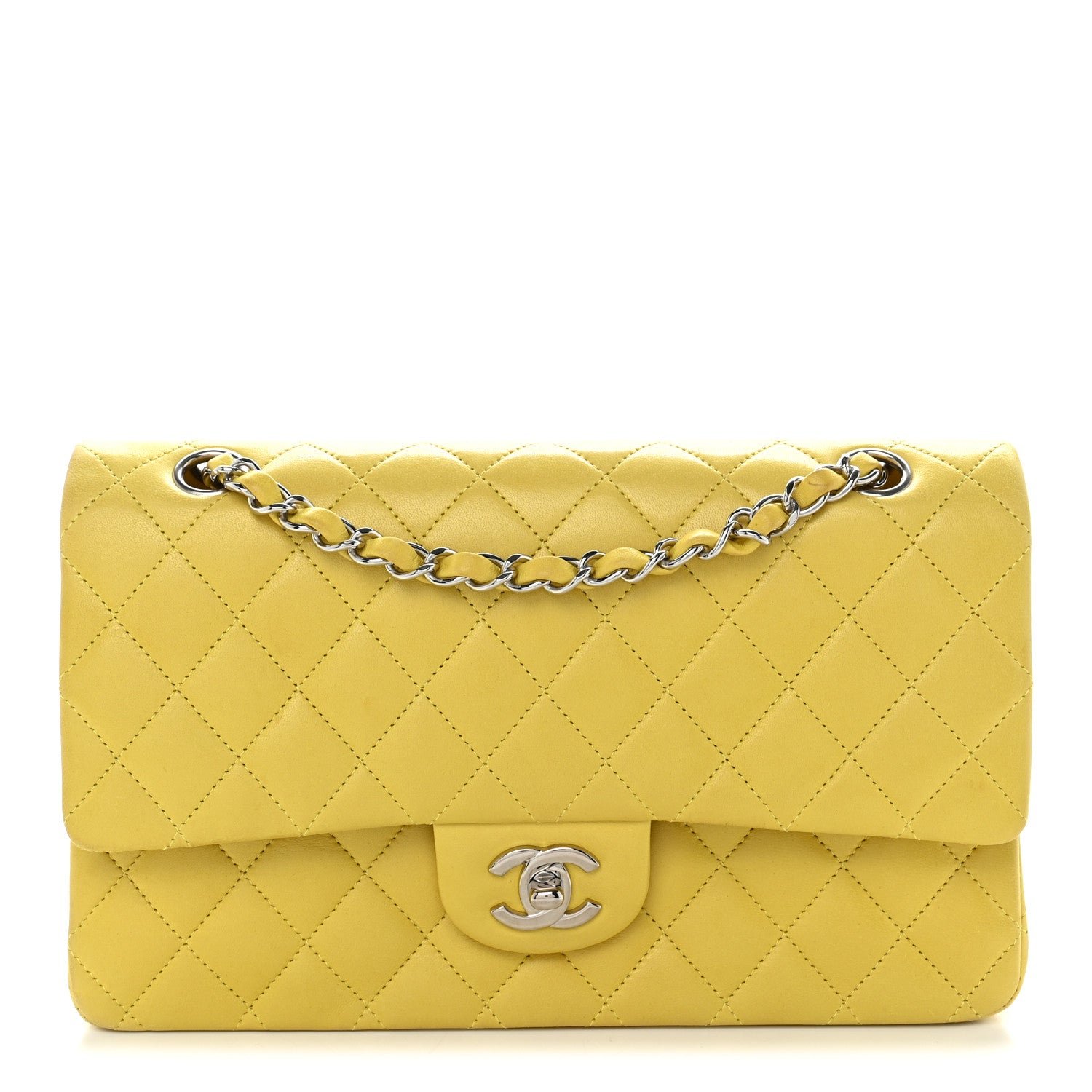 Chanel Lambskin Quilted Medium Double Flap Yellow