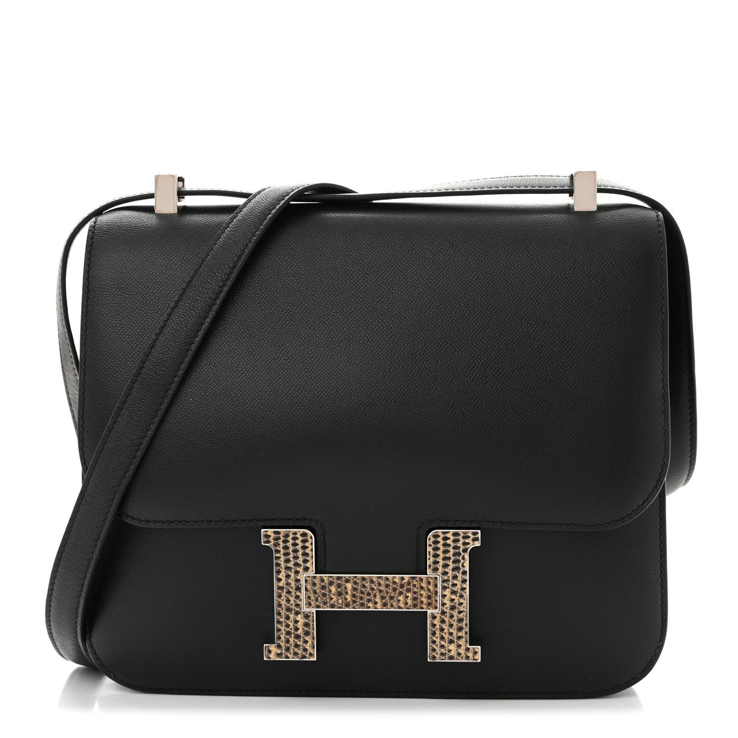 Hermes Madame Calfskin Lizard Constance 24 Black Ombre