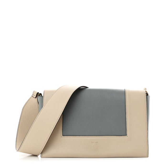 Celine Shiny Smooth Calfskin Medium Frame Shoulder Bag Grege Storm