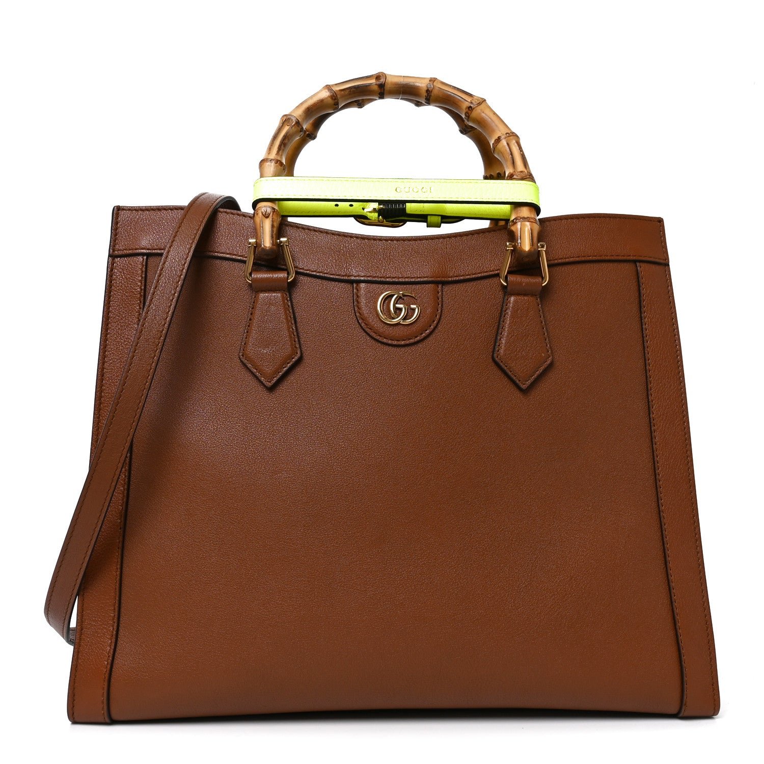 Gucci Wonka Grain Calfskin Medium Diana Tote Bag Cuir Yellow Fluo