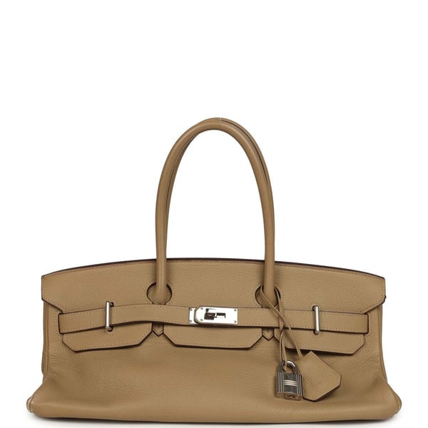Hermes Vintage Hermes Shoulder Birkin 42 JPG Poussiere Clemence Palladium Hardware
