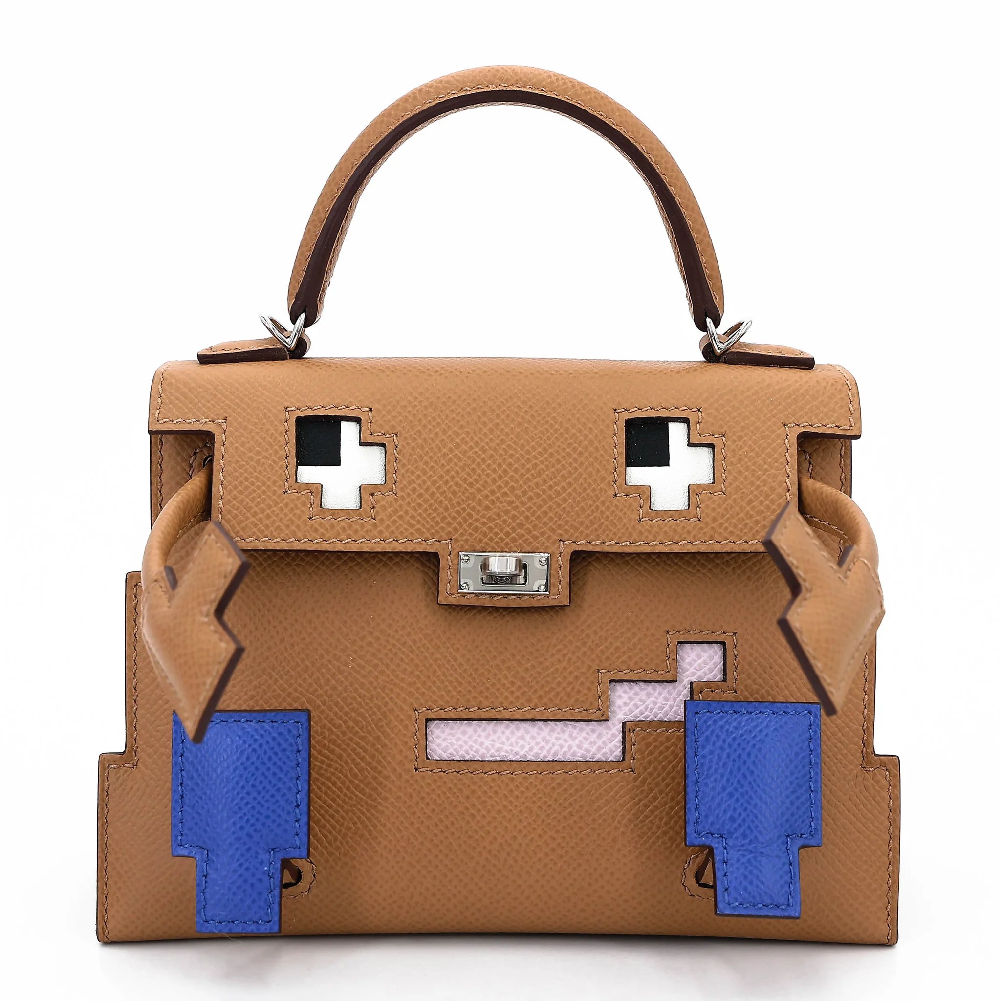 Unused ( Rank NS ) HERMÈS Limited Edition Kelly Doll Picto Biscuit (4B) Mauve Pale (09) Rose Texas (0E) Bleu France (71) Epsom Palladium hardware B (2023)