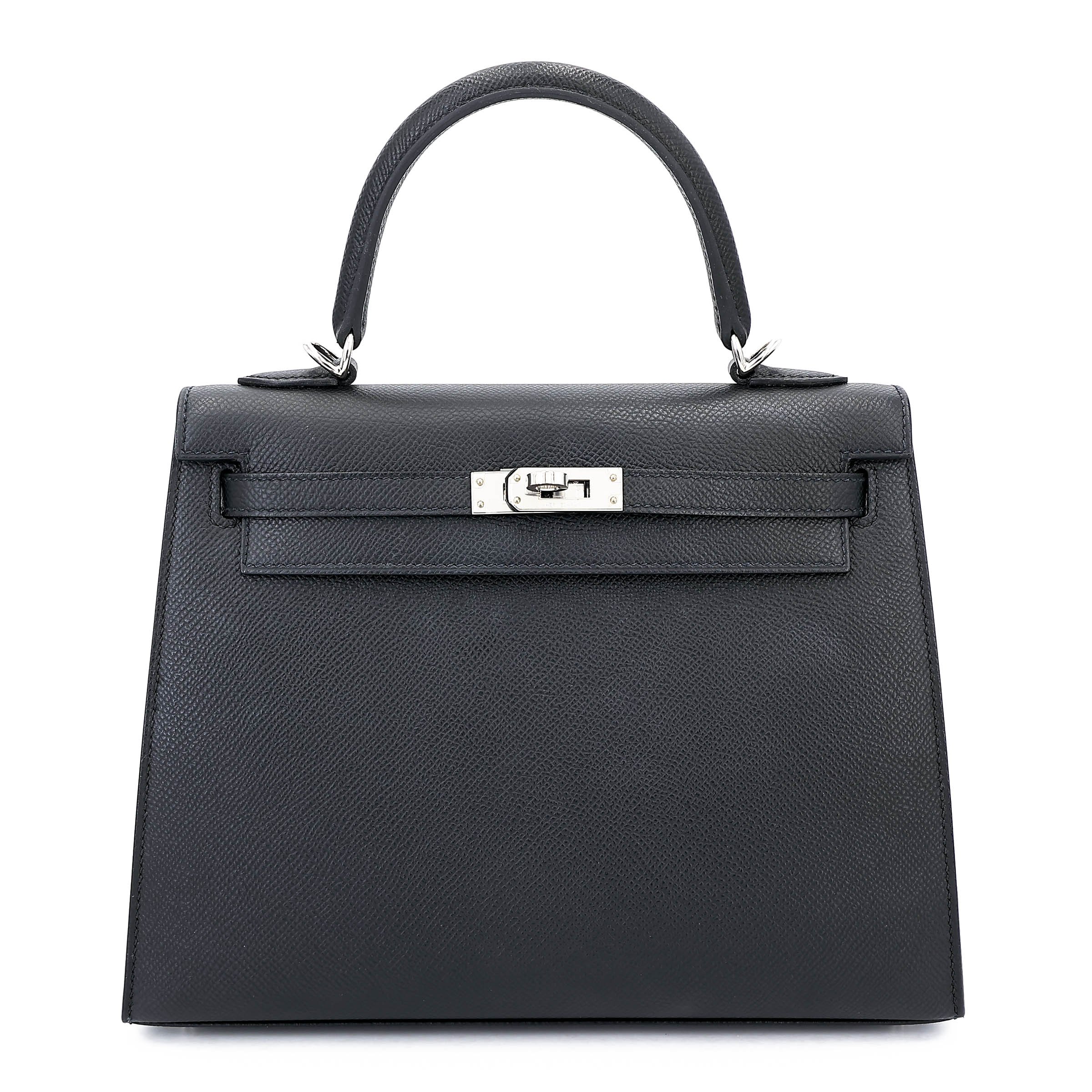 Excellent ( Rank SA ) HERMÈS Kelly 25 Sellier Noir (89) Epsom Palladium hardware Z (2021)