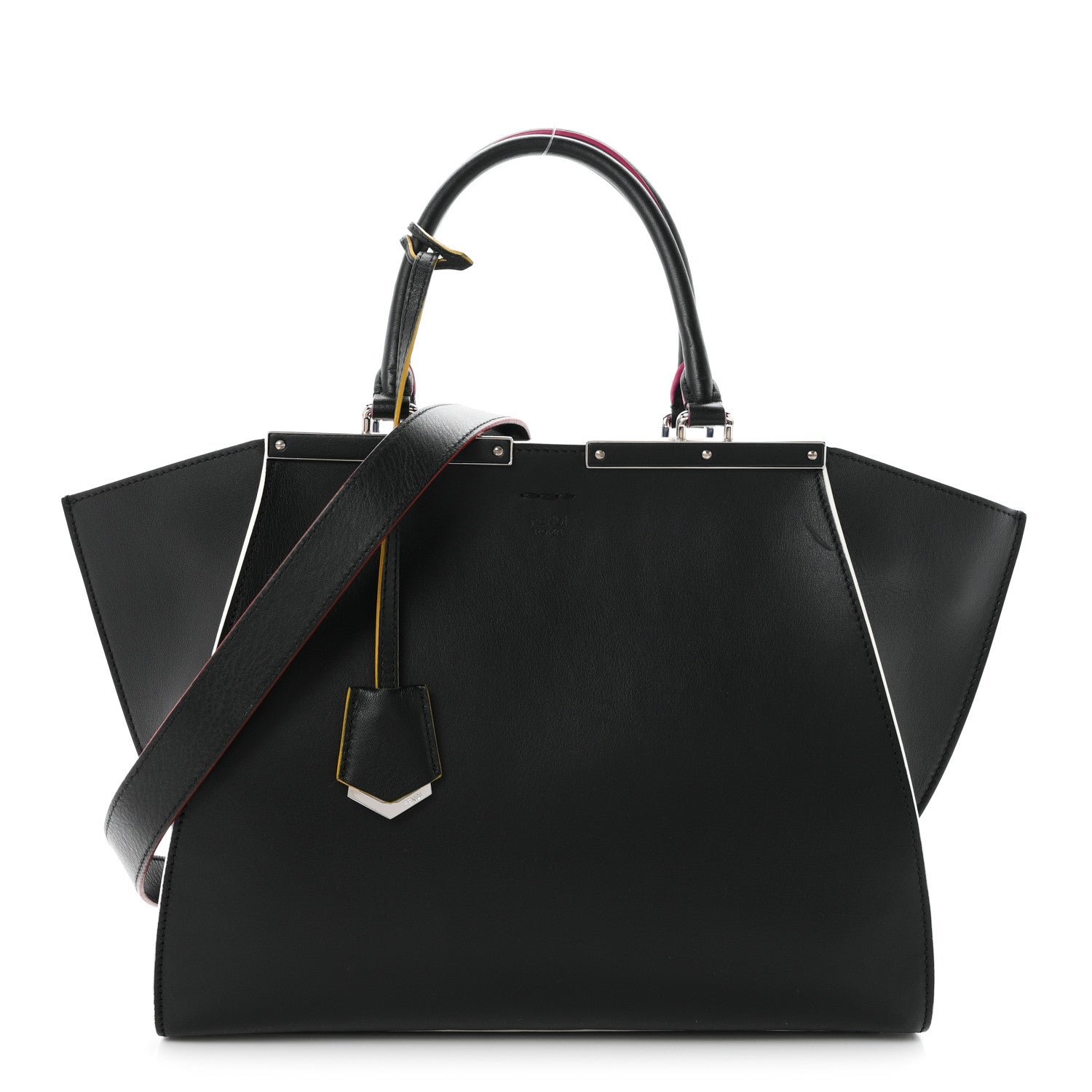 Fendi Vitello Dolce Shiny Nappa Petite 3Jours Tote Black Iris