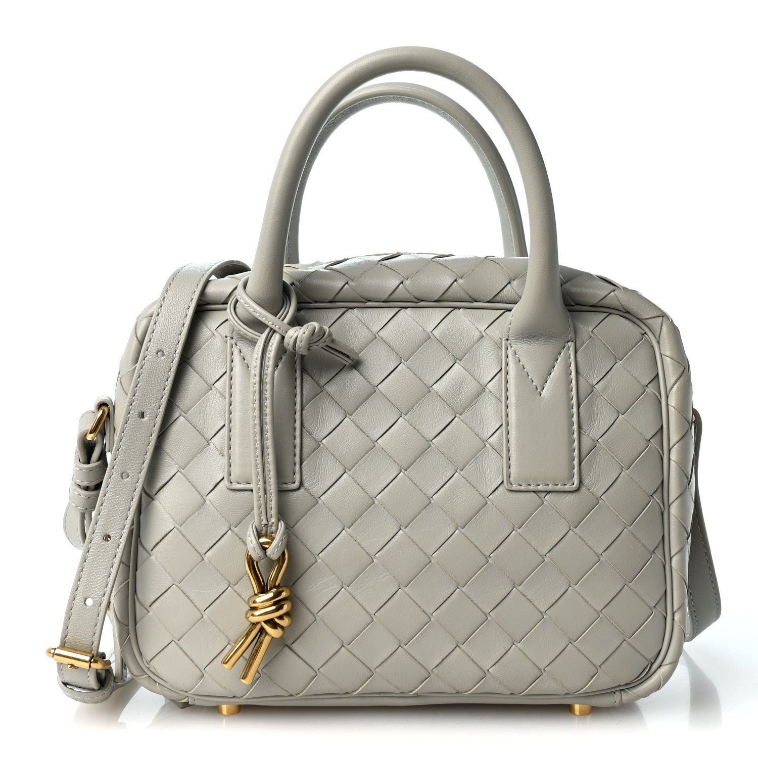 Bottega Veneta Lambskin Intrecciato Small Getaway Agate Grey