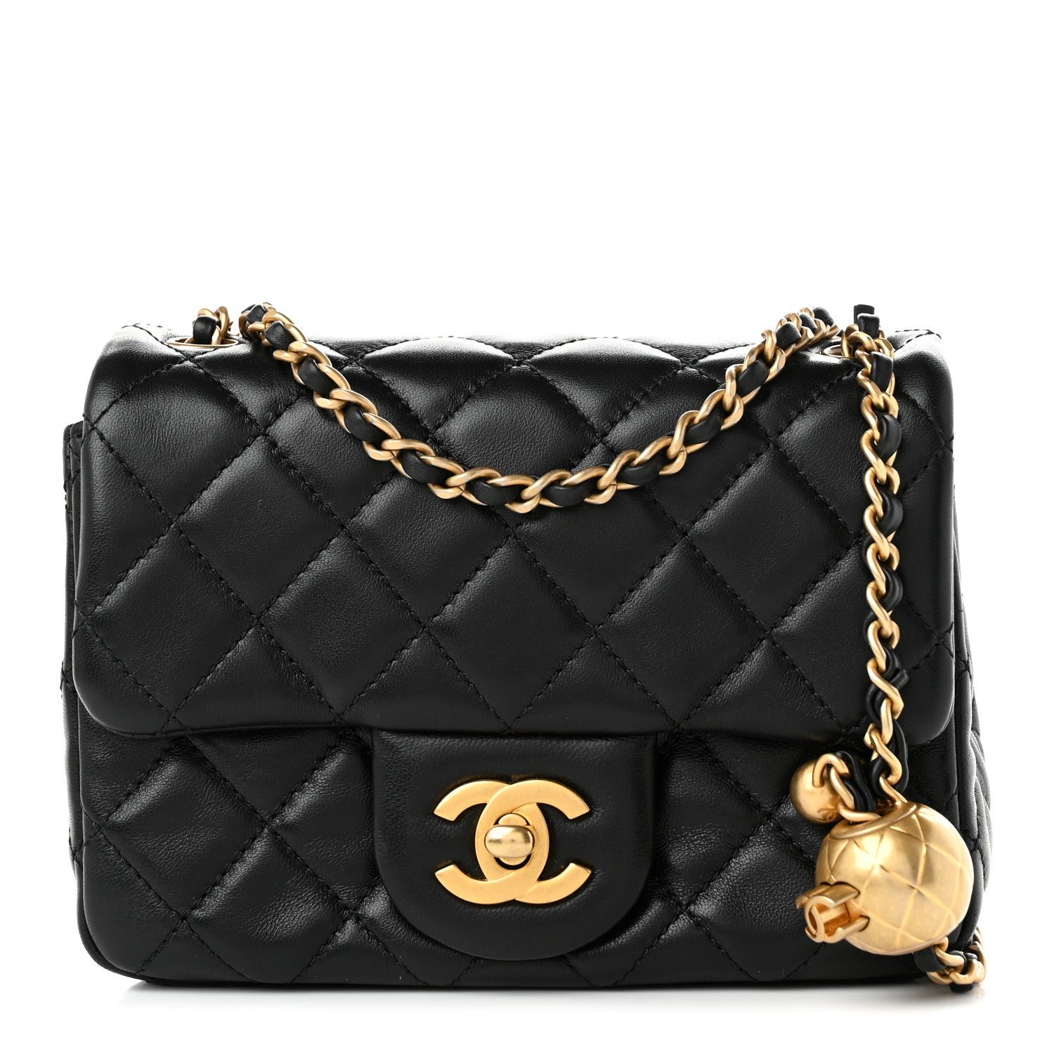 Chanel Lambskin Quilted Mini Pearl Crush Flap Black