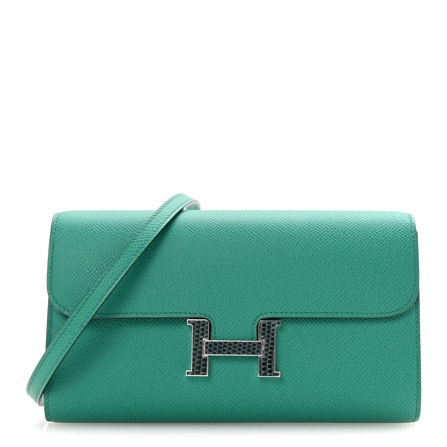Hermes Epsom Lizard Constance Wallet To Go Vert Jade Vert Cypress