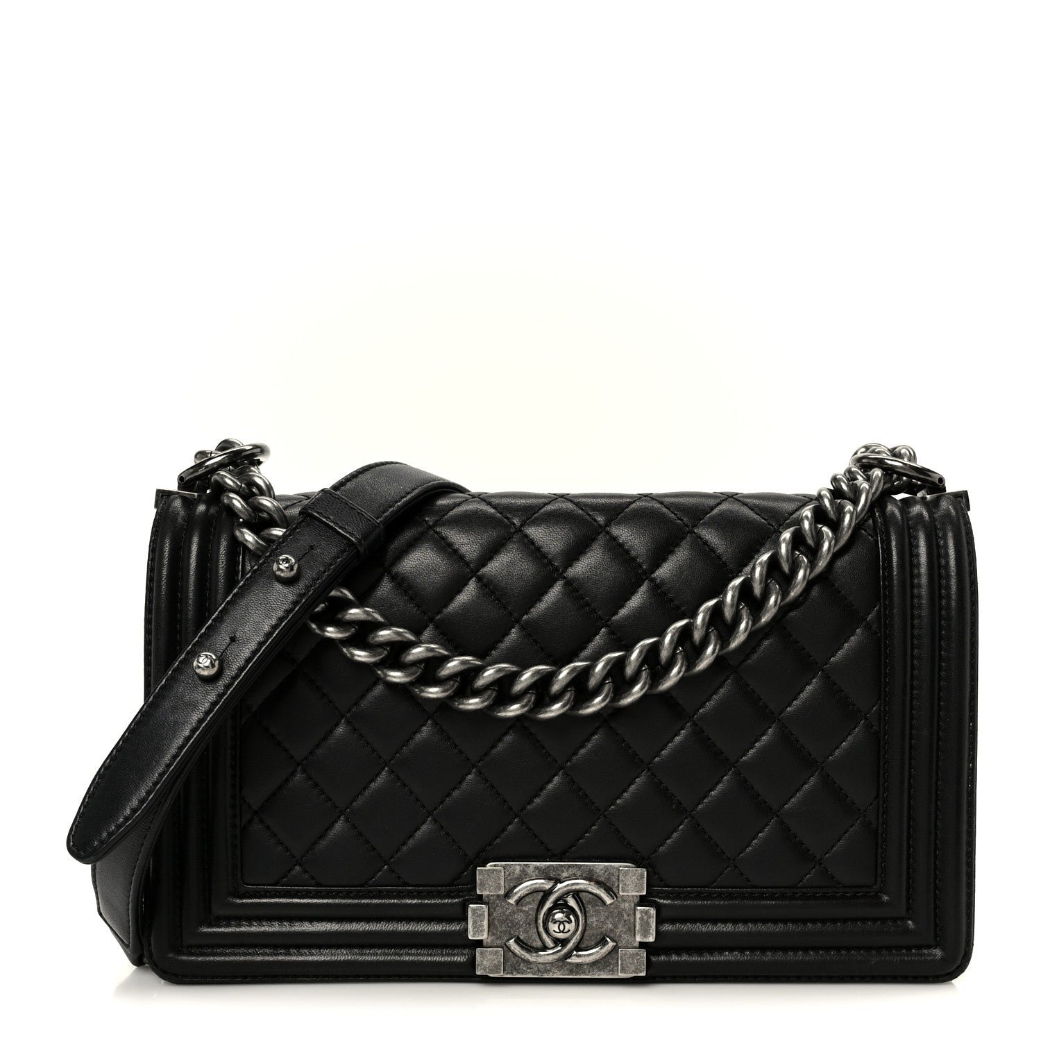 Chanel Lambskin Quilted Medium Boy Flap Black
