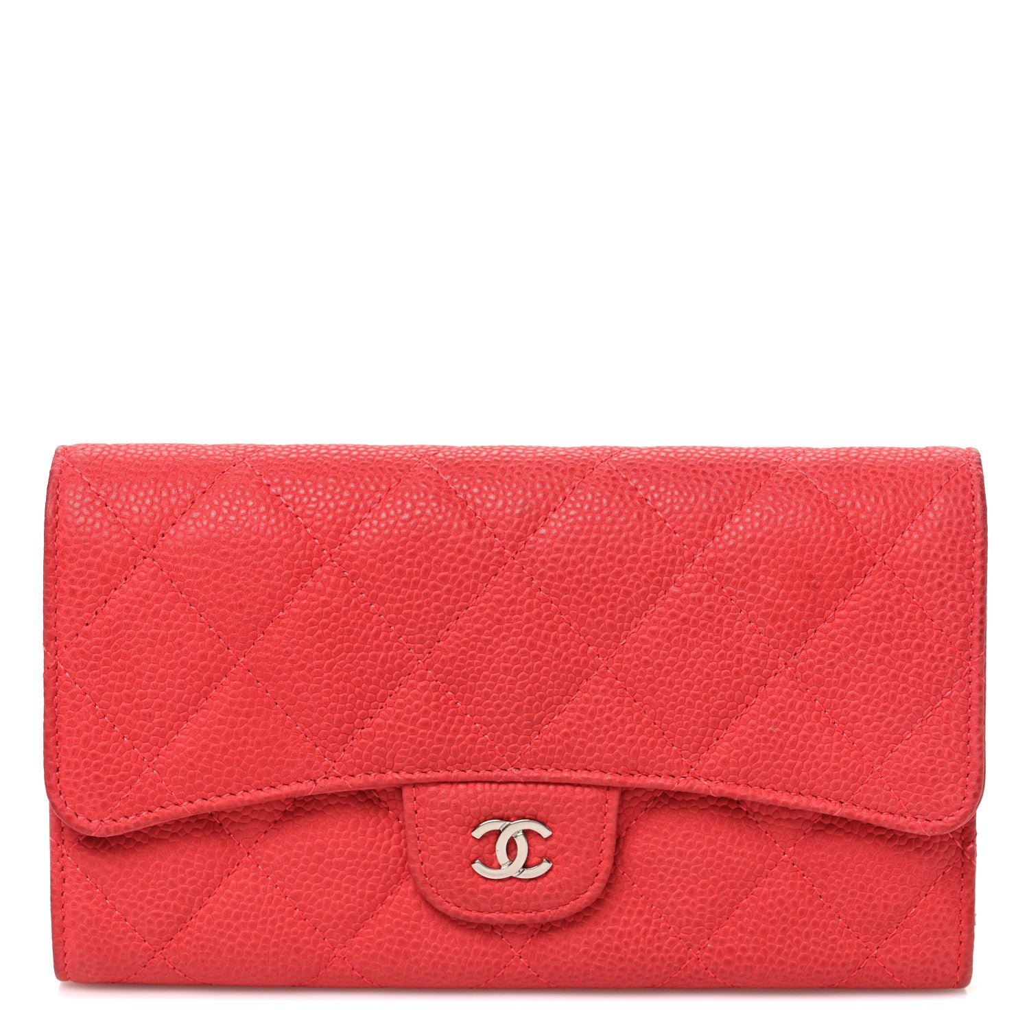 Chanel Iridescent Caviar Quilted Long Flap Wallet Red