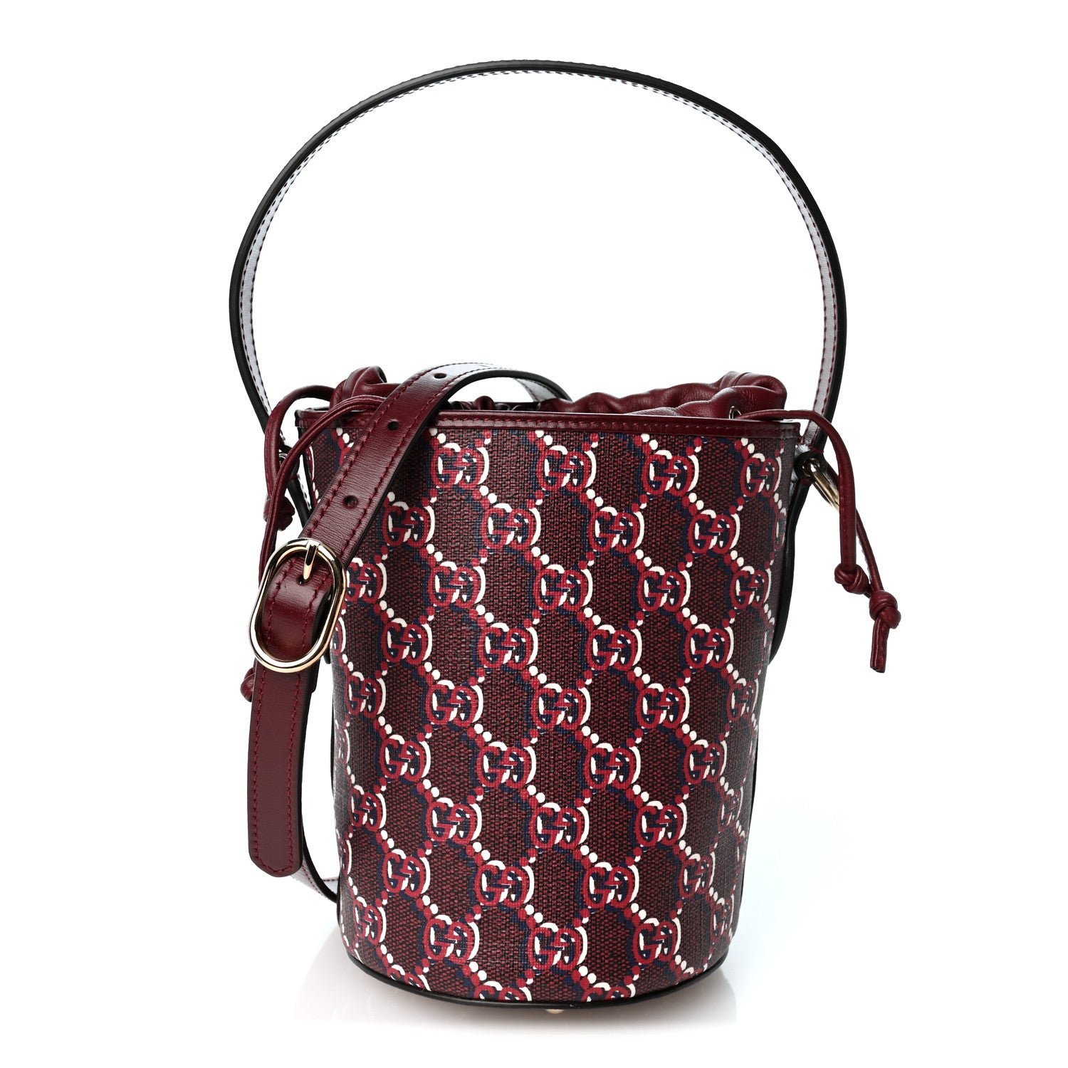 Gucci GG Shadow Monogram Mini Bucket Bag Rosso Ancora Red