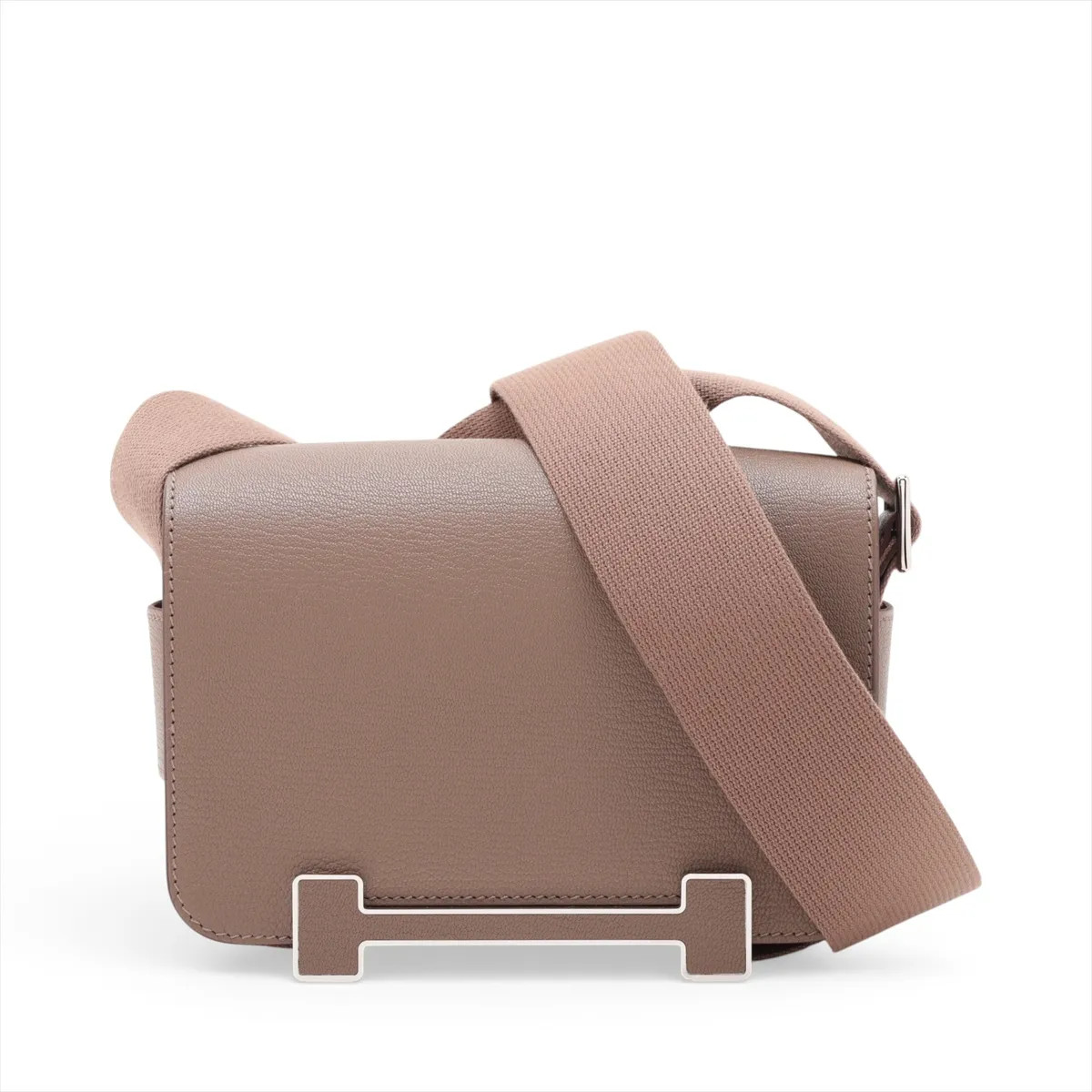 Hermès Geta Chevre Etoupe Silver Metal Fittings