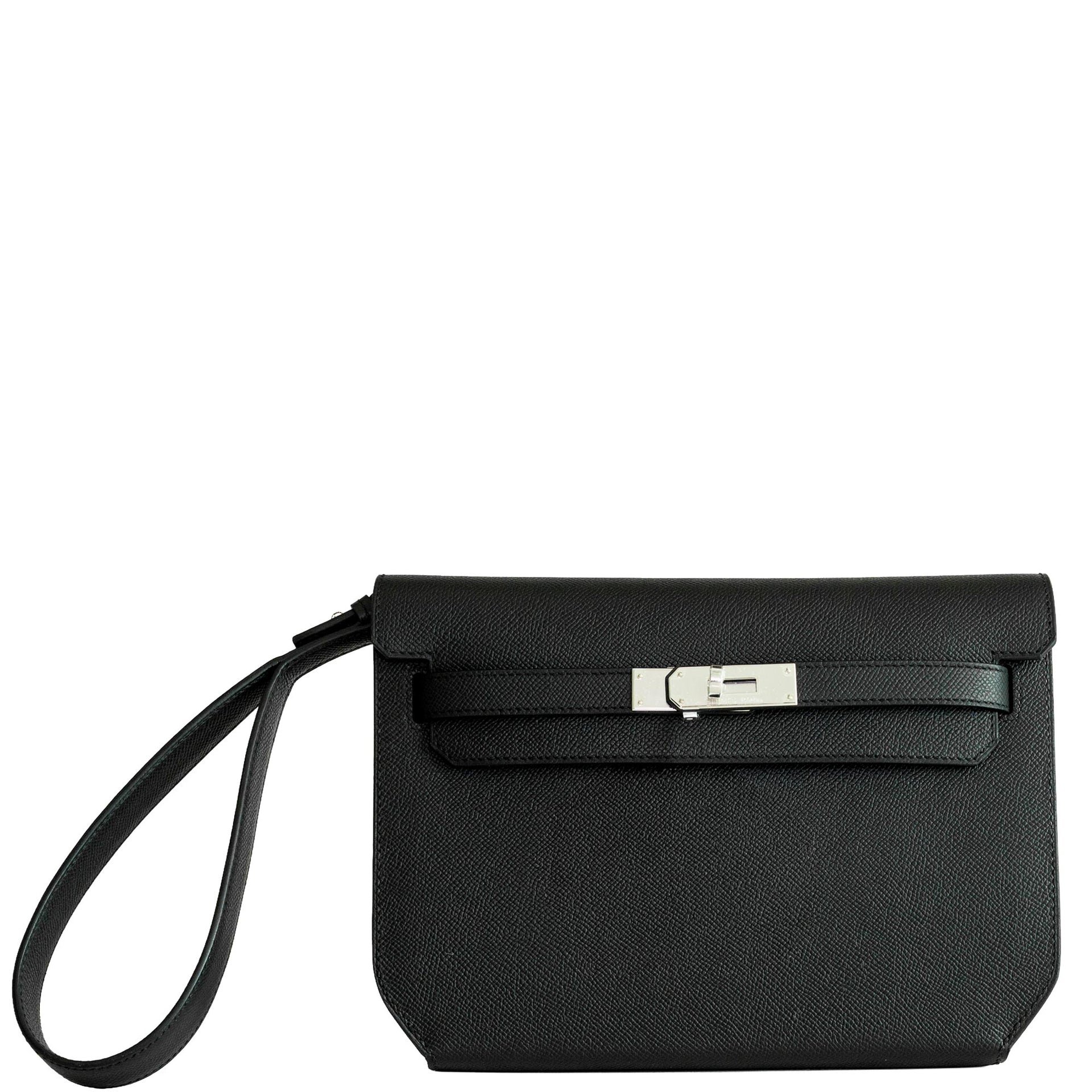 Hermès Kelly Dépêches 25 Noir Epsom Palladium Hardware