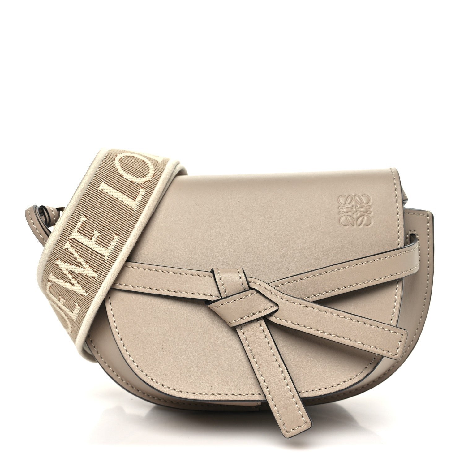 Loewe Calfskin Jacquard Mini Gate Dual Bag Sand