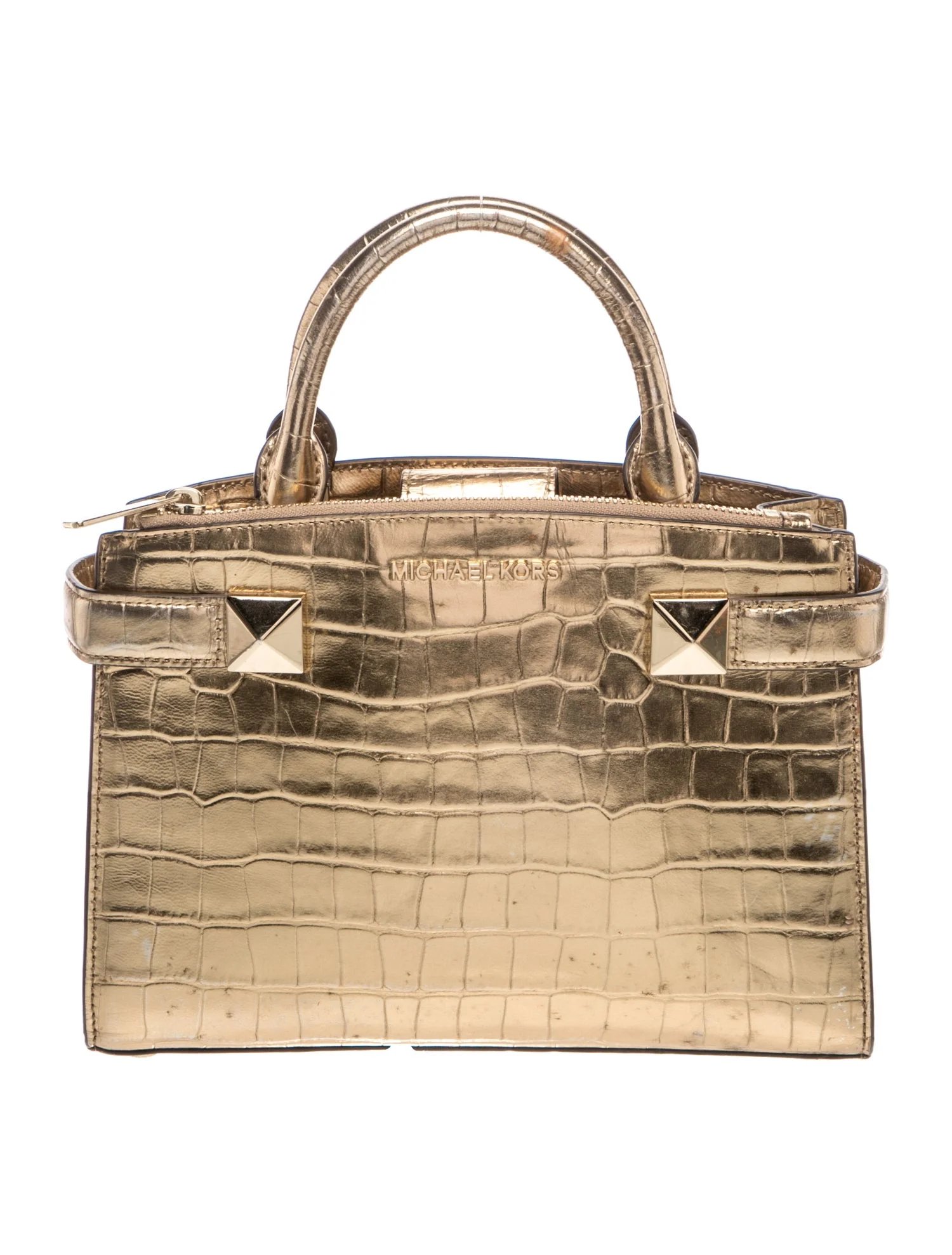 Embossed Leather Top Handle Bag