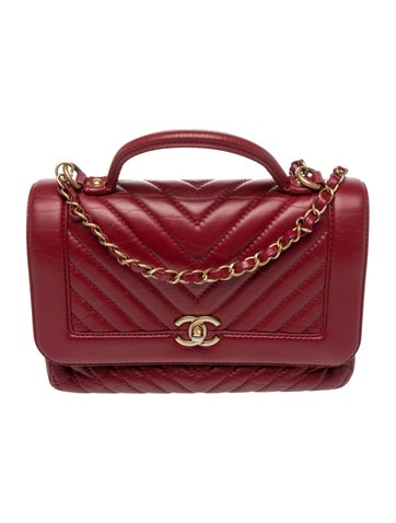 Chevron Top Handle Flap Bag