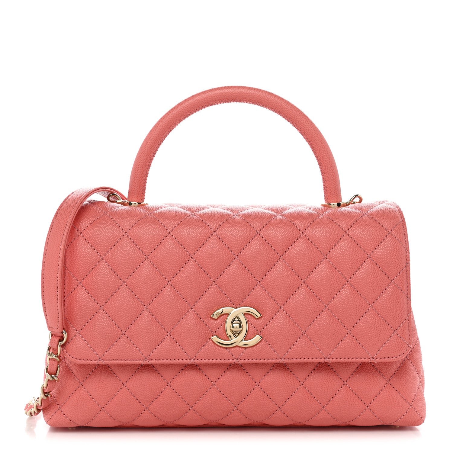 Chanel Caviar Quilted Small Coco Handle Flap Pink