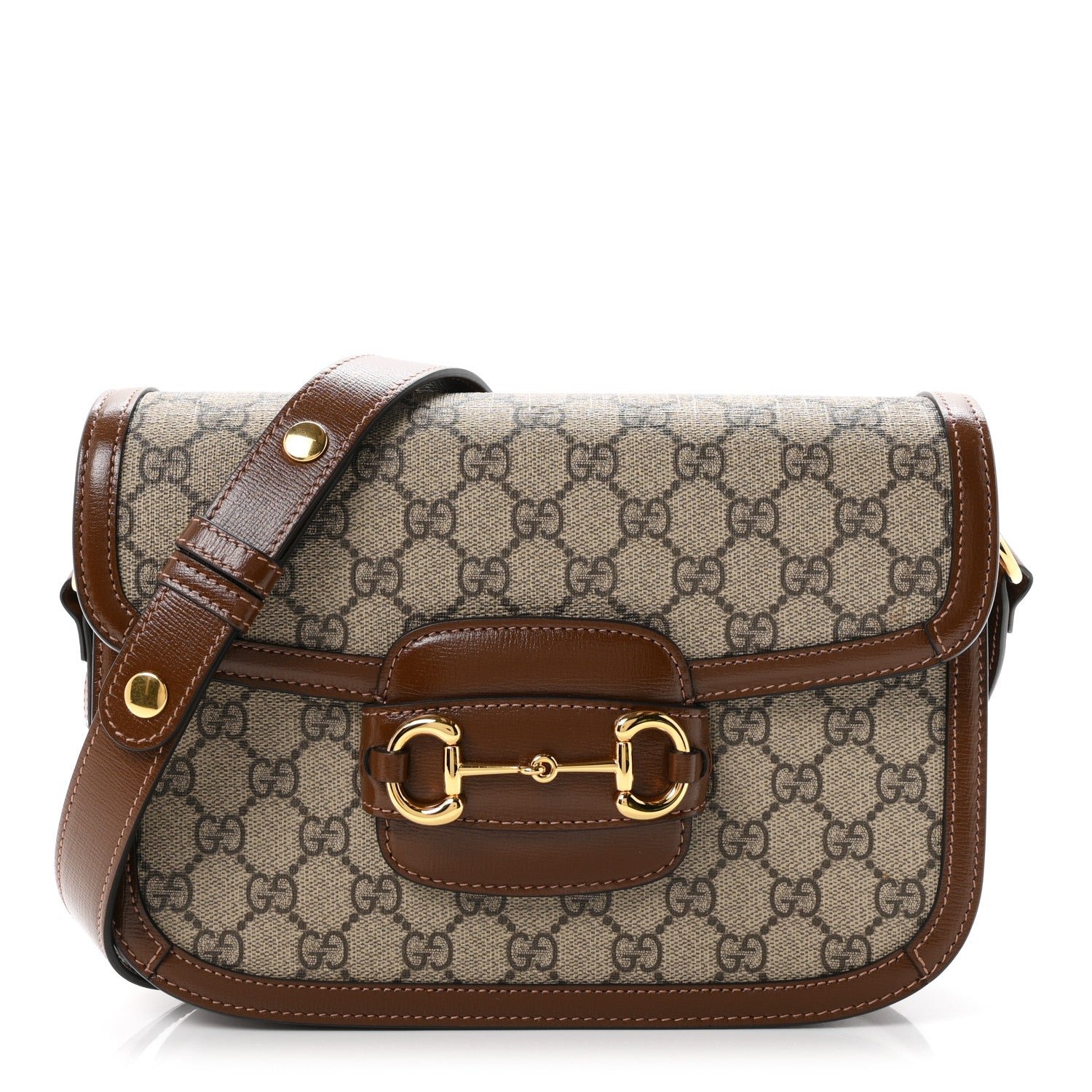 Gucci GG Supreme Monogram Horsebit 1955 Shoulder Bag Beige Brown Sugar