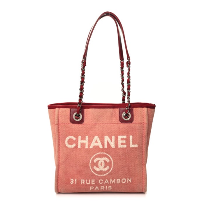Chanel Canvas Mini Deauville Tote Red
