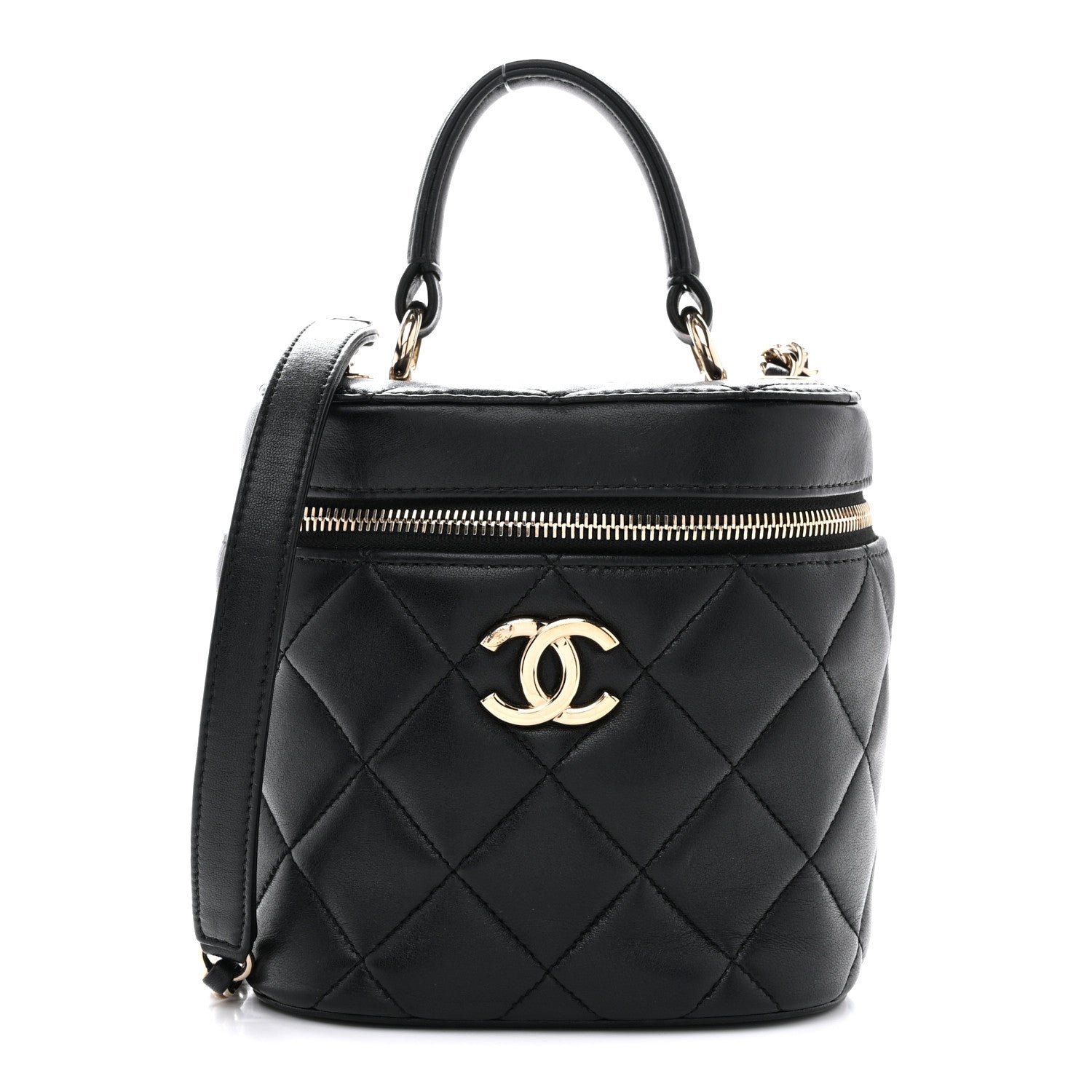 Chanel Lambskin Quilted Trendy Vanity Case Black
