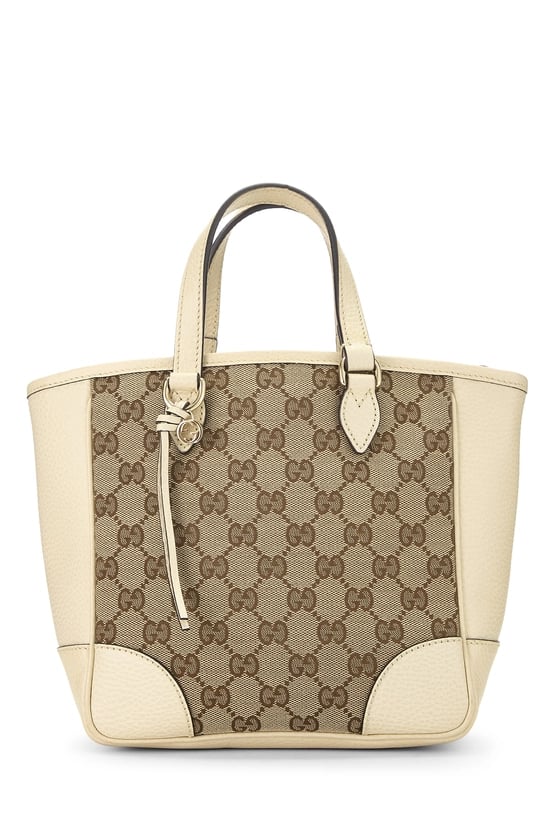 White Original GG Canvas Bree Top Handle Tote Small