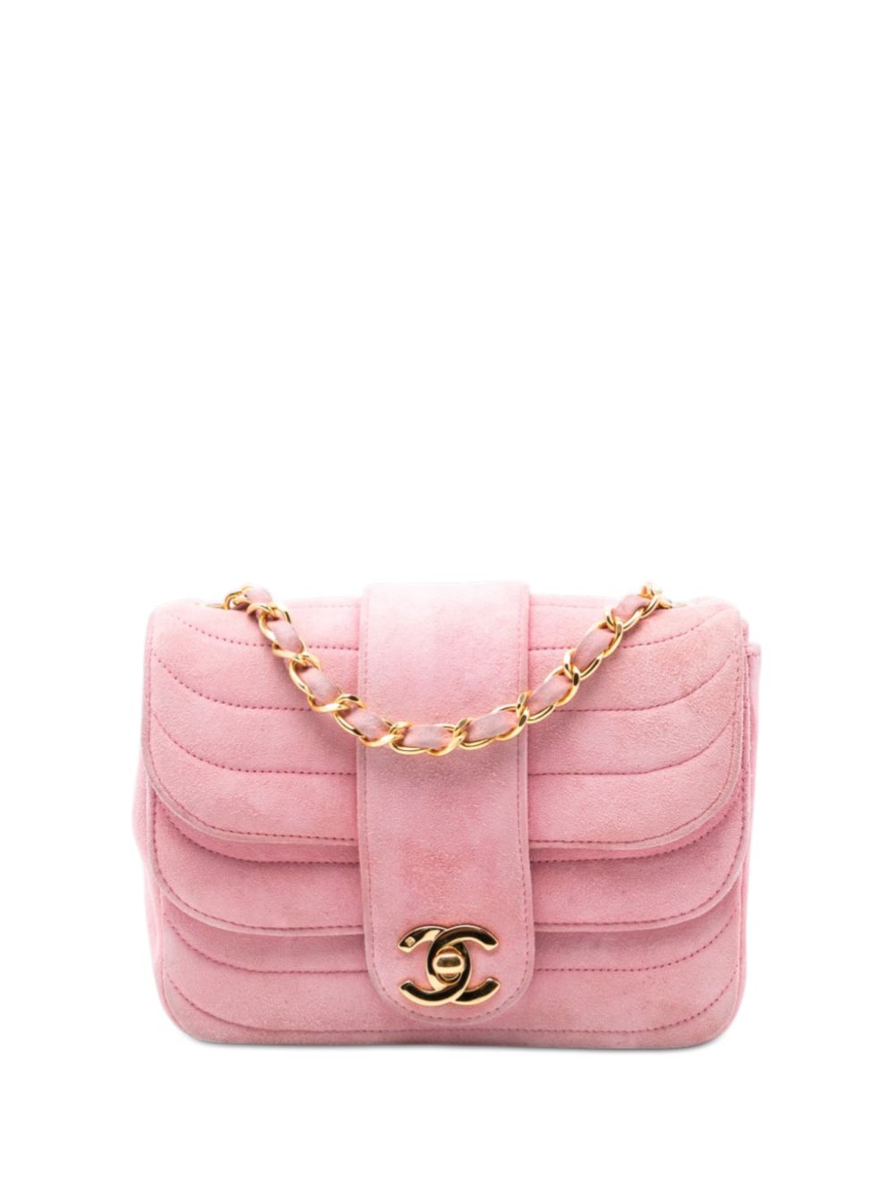 1991-1994 Mini Square CC Horizontal Quilted Suede Double Flap crossbody bag