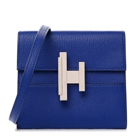 Hermes Chevre Mysore Mini Cinhetic Wallet Bleu Electrique