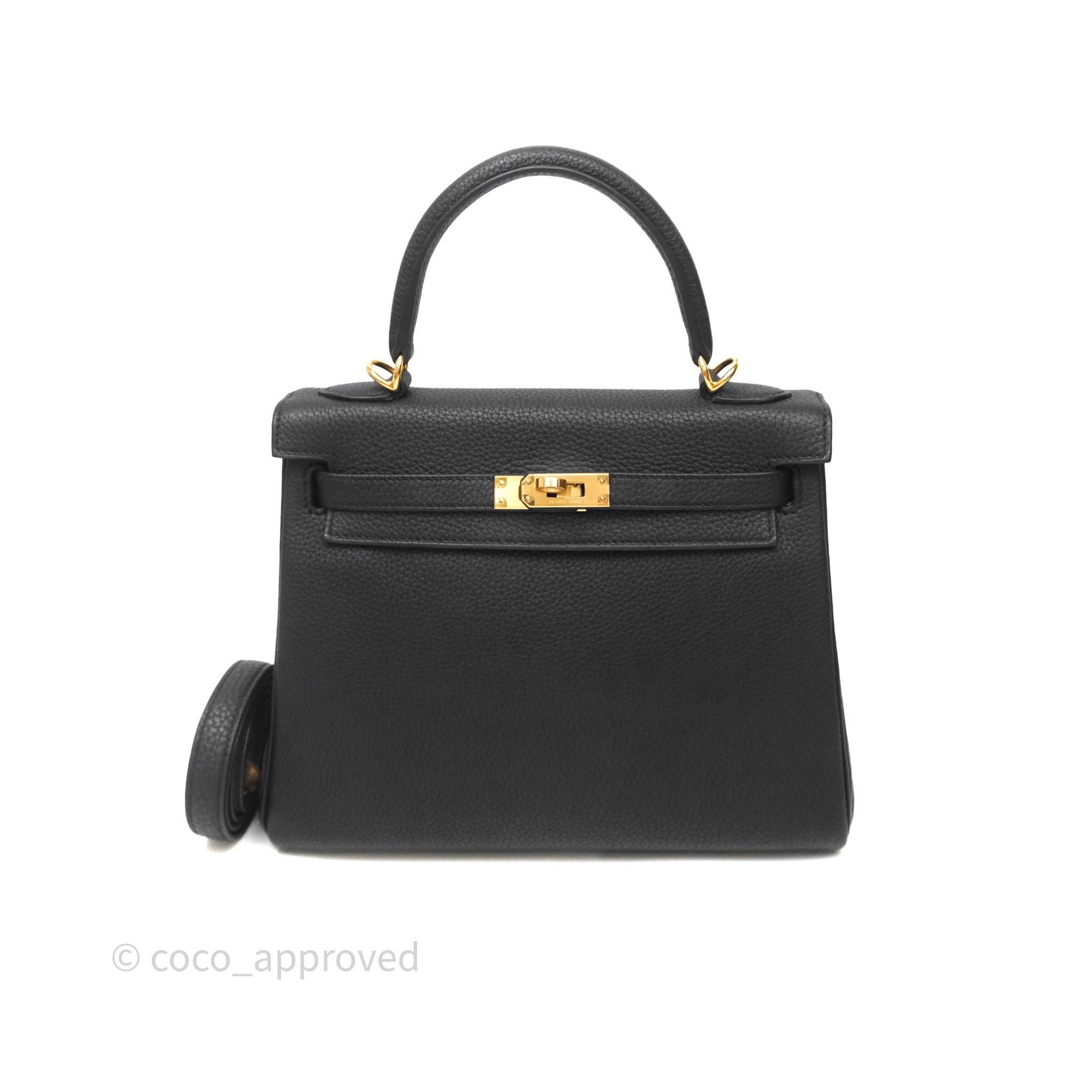 Hermès Kelly 25 Noir Black 89 Togo Gold Hardware