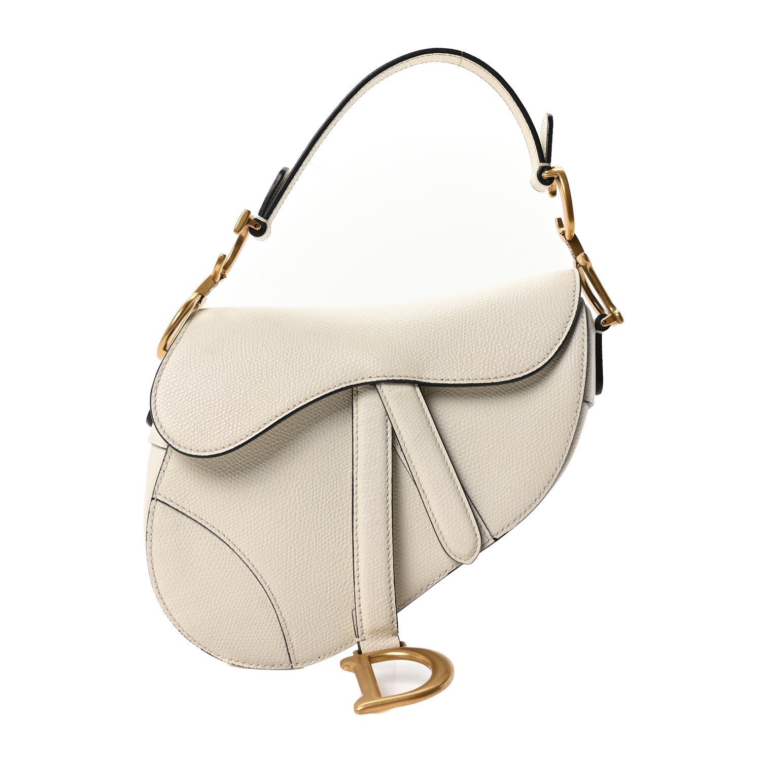 Christian Dior Grained Calfskin Mini Saddle Bag White