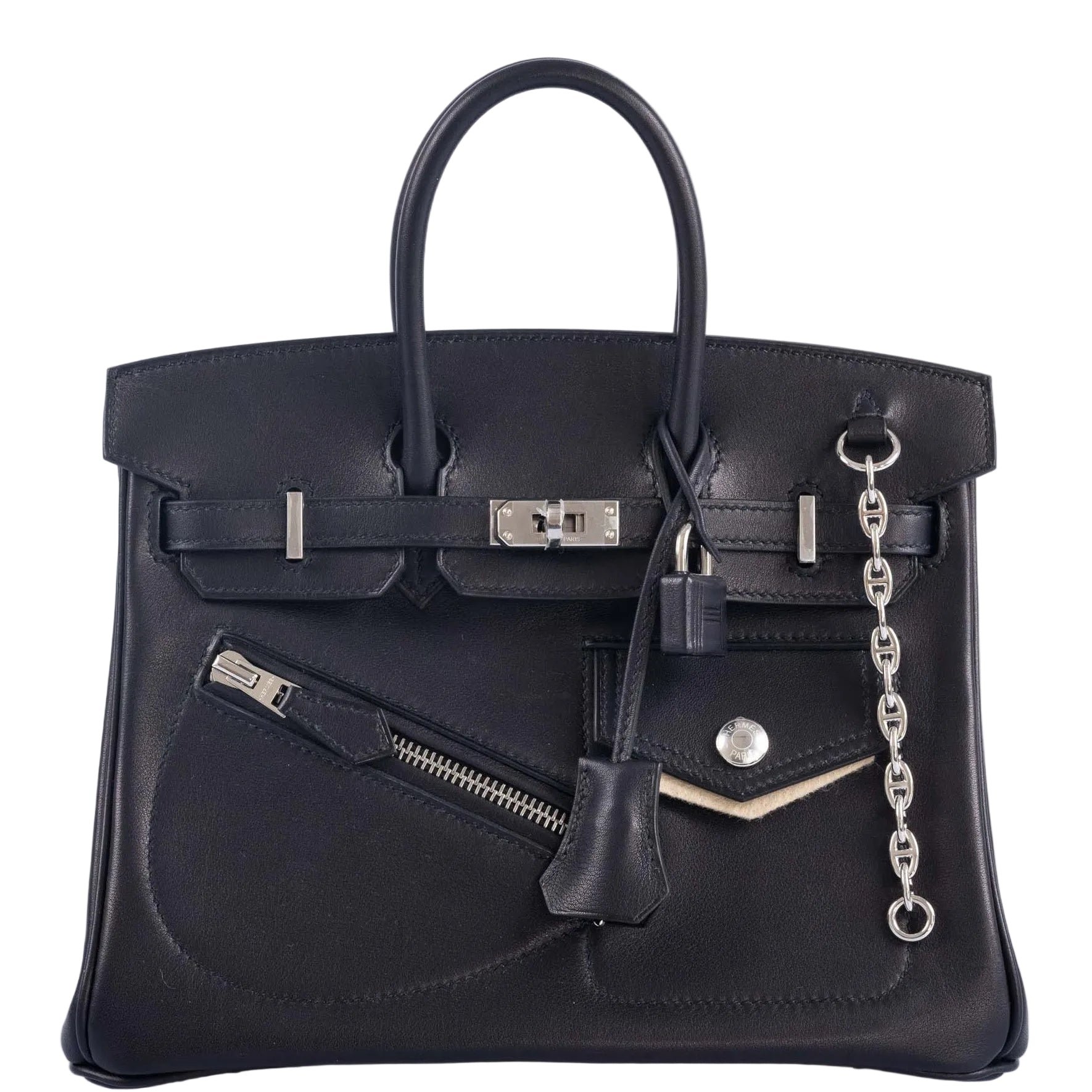Hermes Hermès Birkin Rock 25 Noir Volupto Palladium Hardware
