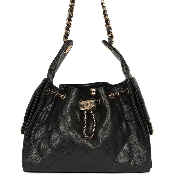 Chanel Small 25 Hobo Bag Black Caviar Gold Hardware
