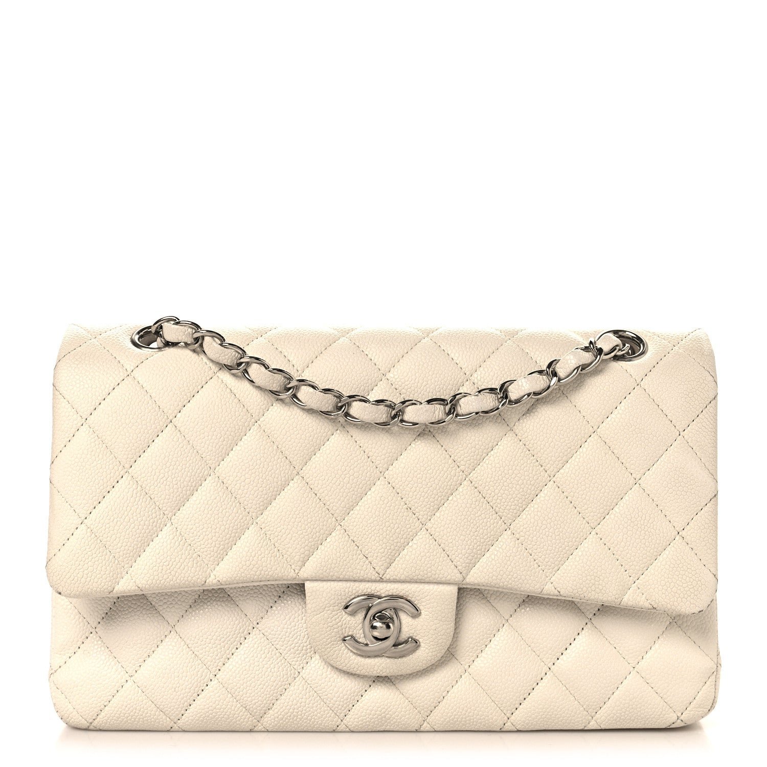 Chanel Caviar Quilted Medium Double Flap White