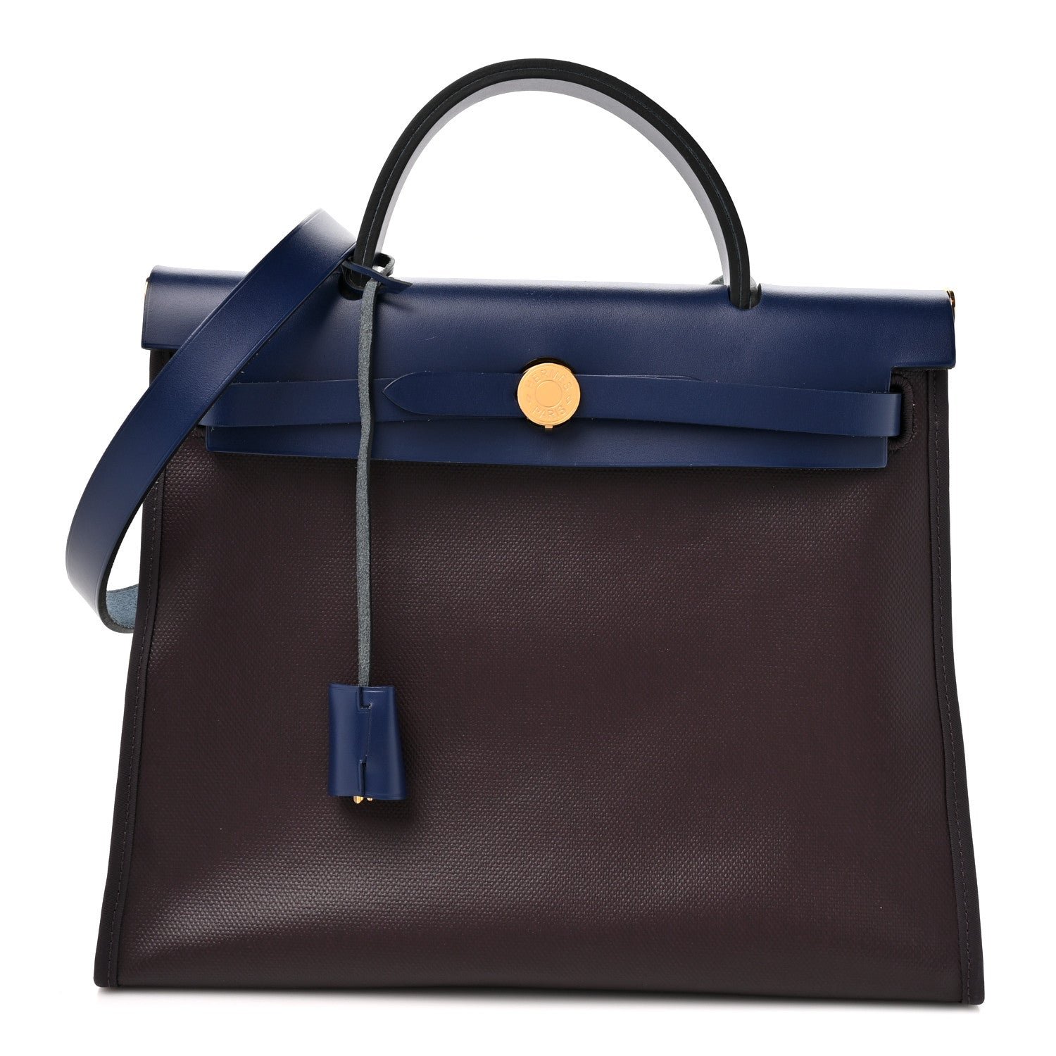 Hermes Toile H Berline Vache Hunter Herbag Zip PM 31 Cassis Ecru Black Bleu Saphir