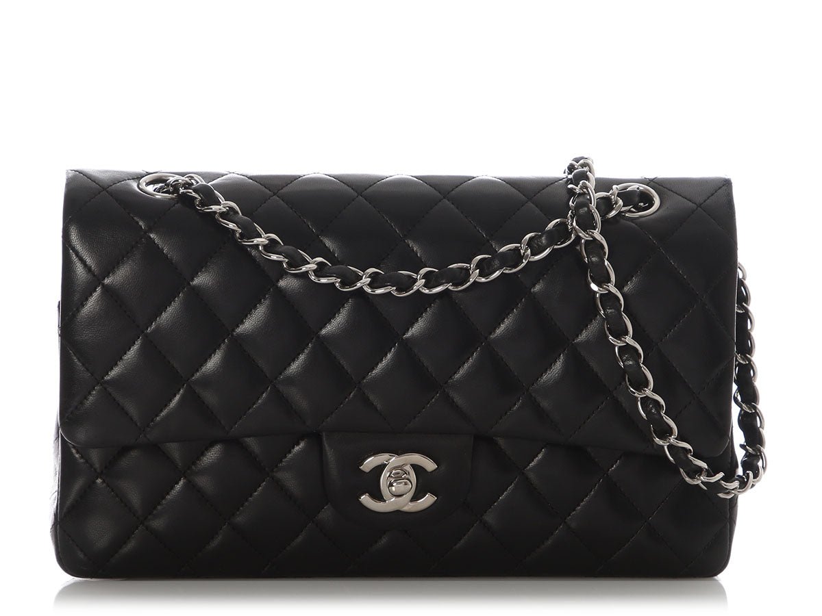Chanel Chanel Medium/Large Black Quilted Lambskin Classic Double Flap
