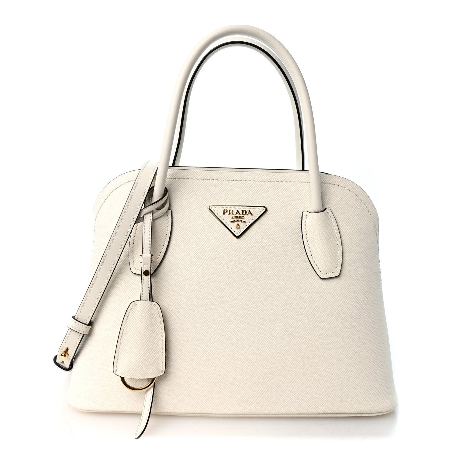 Prada Saffiano Cuir Calfskin Promenade Tote Bianco