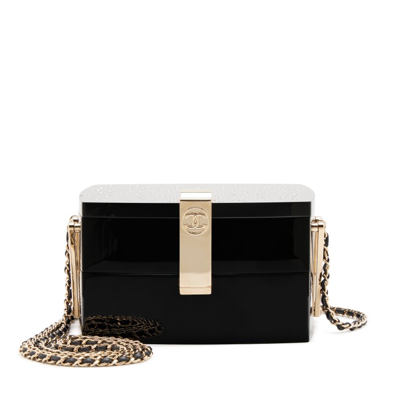 Moonlight Black Lucite and Crystal Minaudière Gold Hardware, 2016