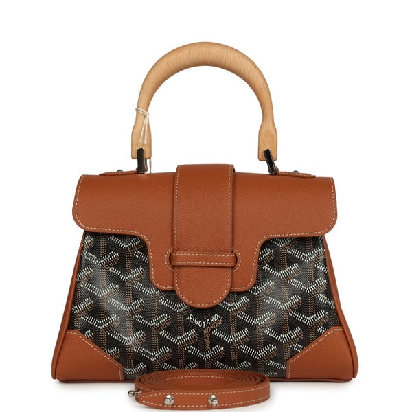 Goyard Goyard Saigon Souple Mini Bag Black and Brown Goyardine Canvas Palladium Hardware