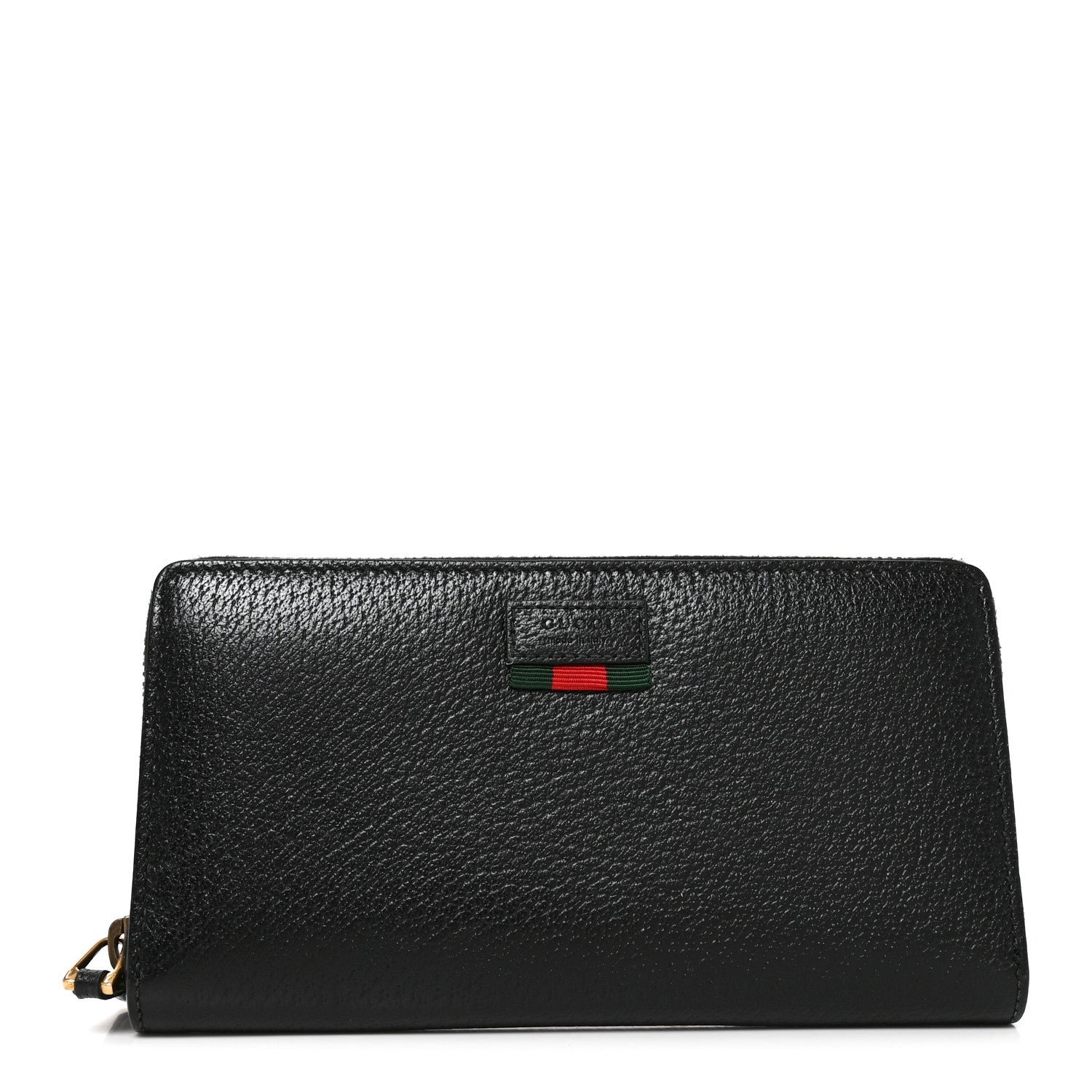 Gucci Calfskin Web Zip Around Wallet Black