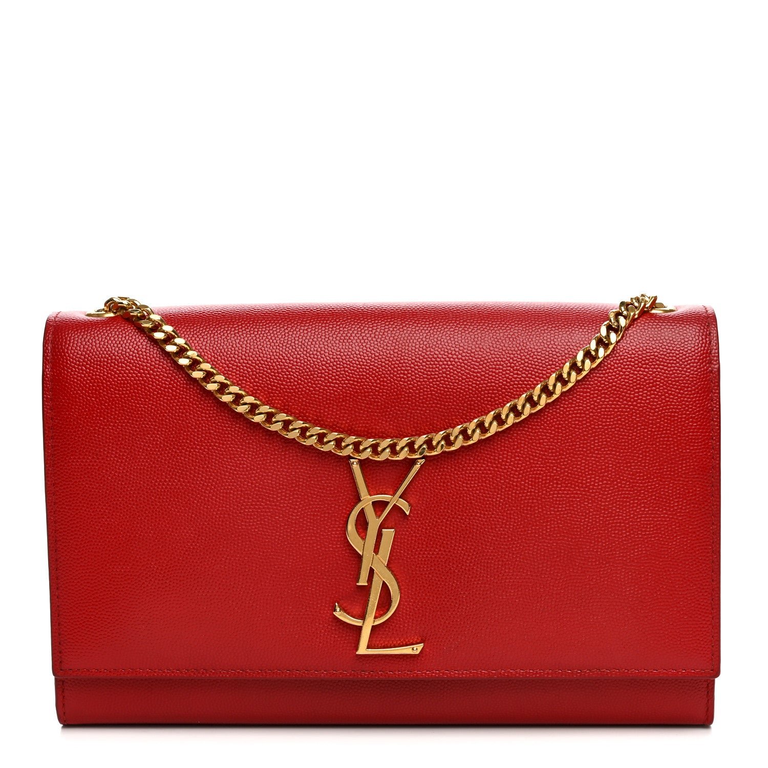 Saint Laurent Grain De Poudre Medium Monogram Kate Satchel Red