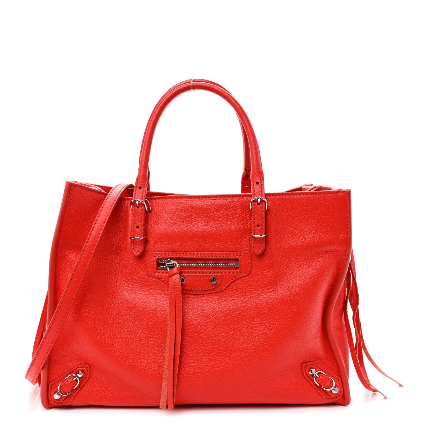 Balenciaga Veau Papier A6 Zip Around Tote Rouge Coquelicot