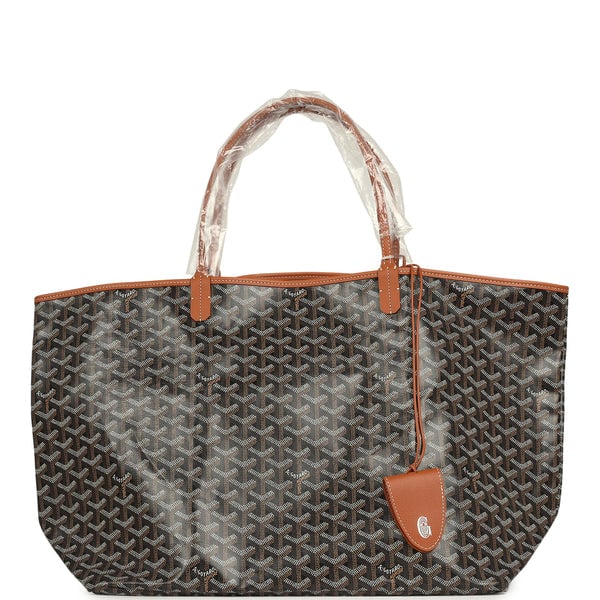Goyard Goyardine Black and Brown Saint Louis GM Tote Bag Palladium Hardware