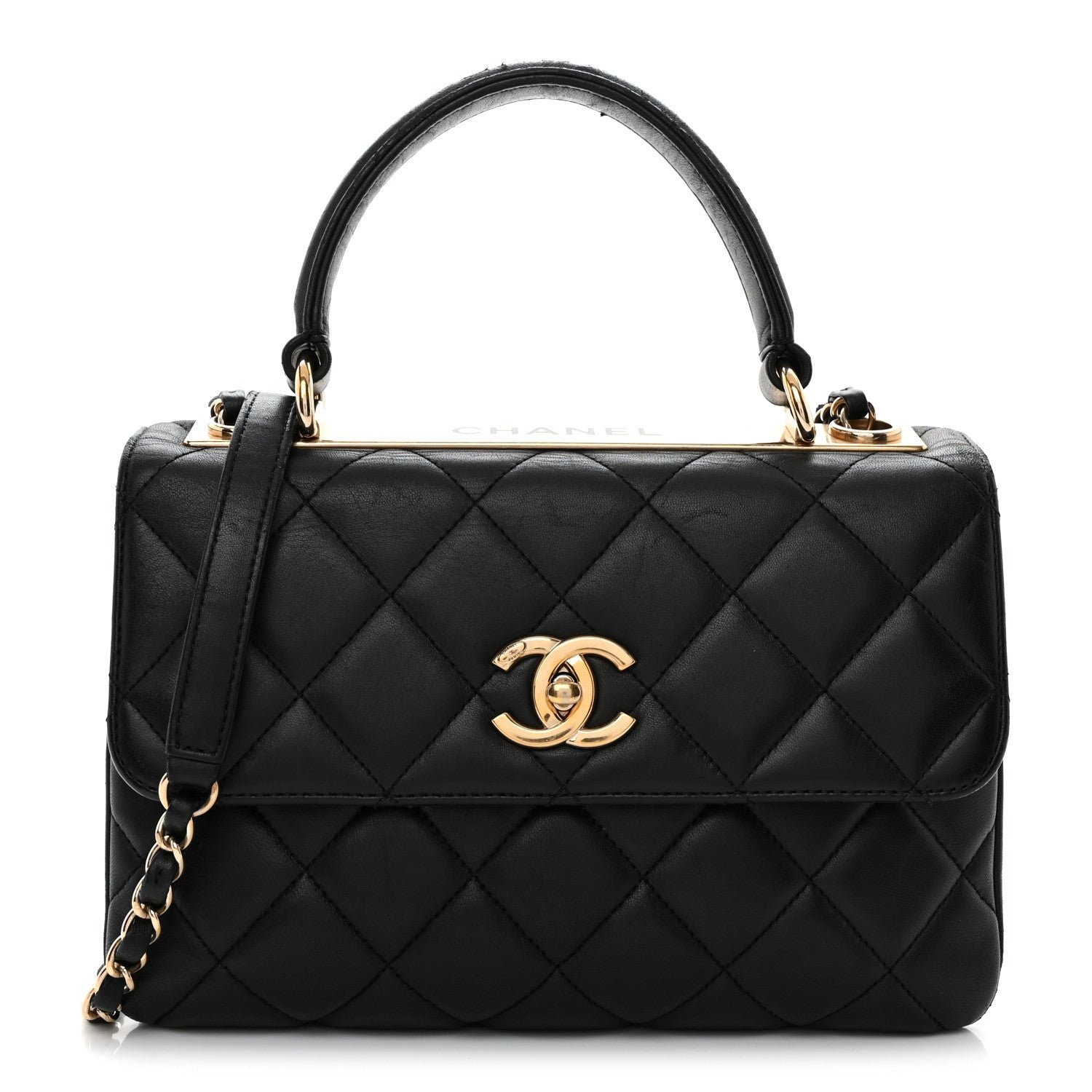 Chanel Lambskin Quilted Small Trendy CC Dual Handle Flap Bag Black