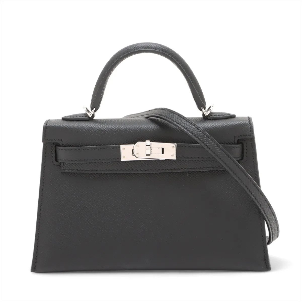 Hermès mini kelly 2 20 Serie Veau Epsom Black Silver Metal Fittings