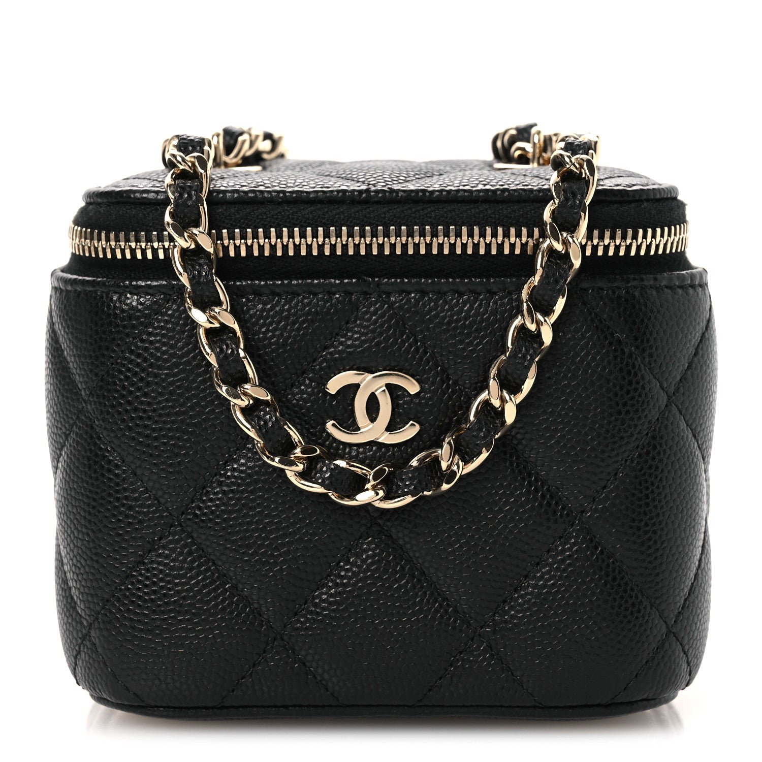 Chanel Caviar Quilted Mini Vanity Case With Chain Black